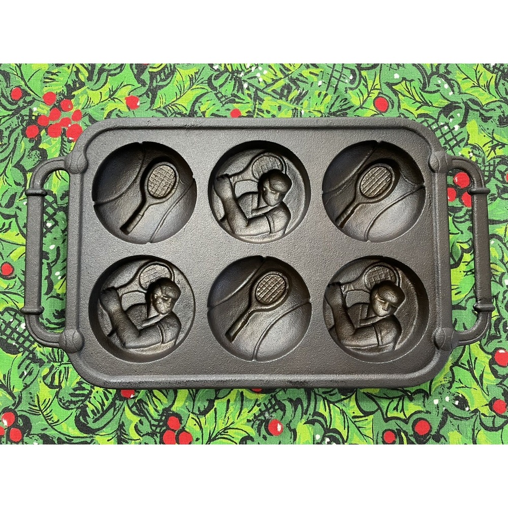 Vintage ROWOCO Tennis Cast Iron Muffin Gem Pan Sports Cooking Baking Gift
